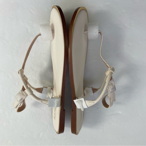 Kensie Bradie Off-White Flat Thong Slingback Sandal Metallic Gold-Tone Rim‎ - Picture 7 of 9
